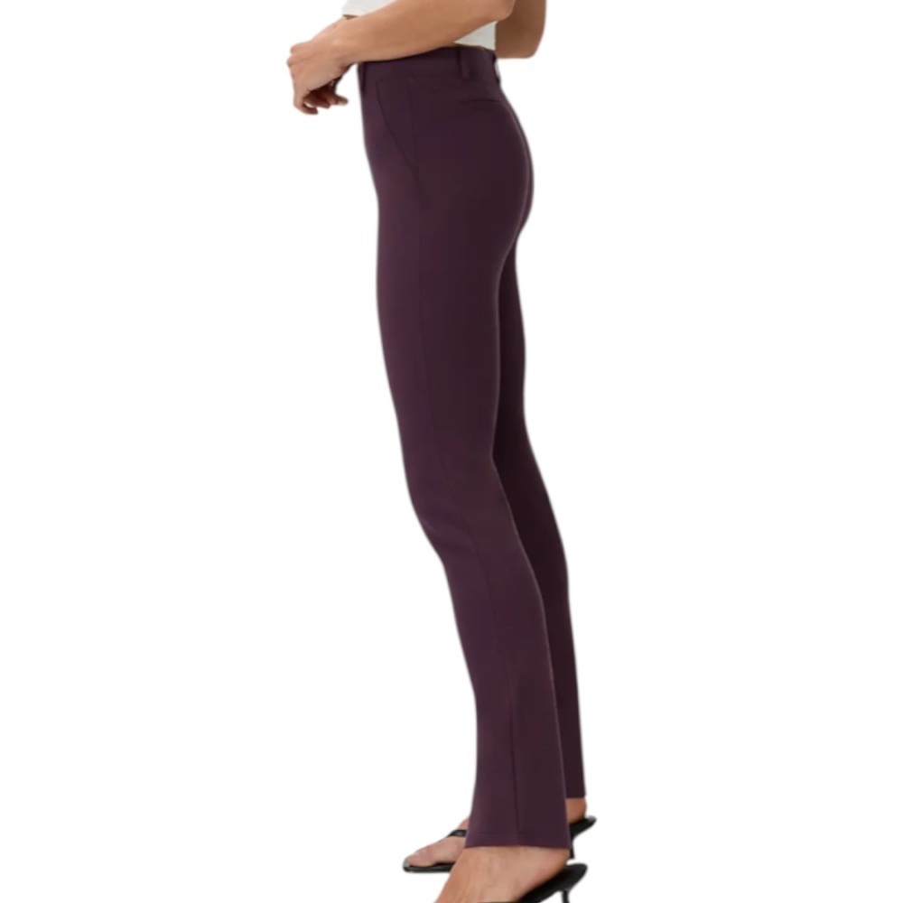Quince Ultra-Stretch Ponte Straight Leg Pants Burgundy Size Medium - Picture 3 of 12